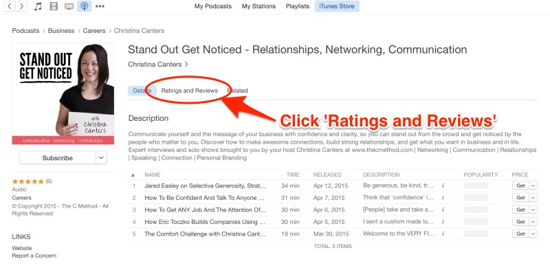 Christina Canters Stand Out Get Noticed Podcast iTunes Review The C Method